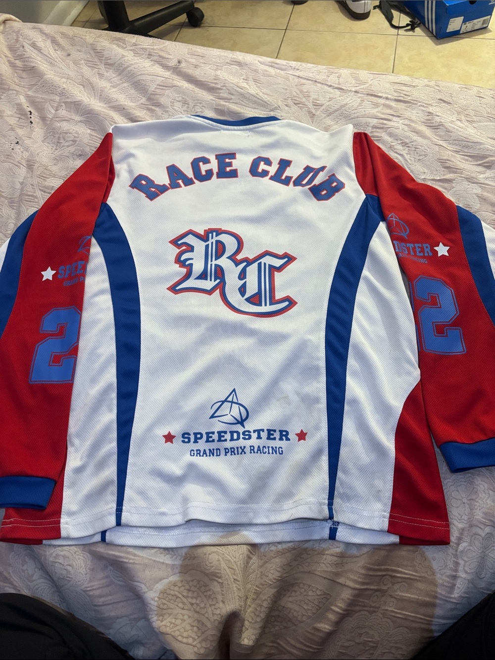 Fashion Nova Race Club Speedster Kids Racing Top - White/Red/Blue